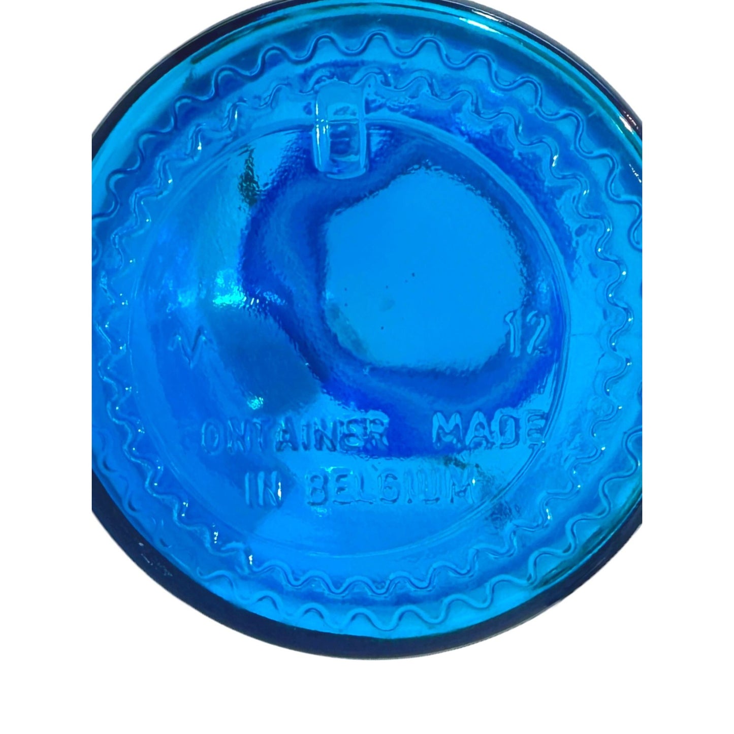 Vintage 7" Cerulean Blue Bubble Lid Belgium Apothecary Jar