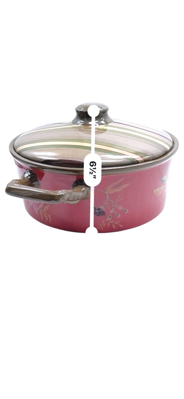 Tracy Porter Octavia Hill Floral Casserole Pot With Lid Multicolor Striped Lid