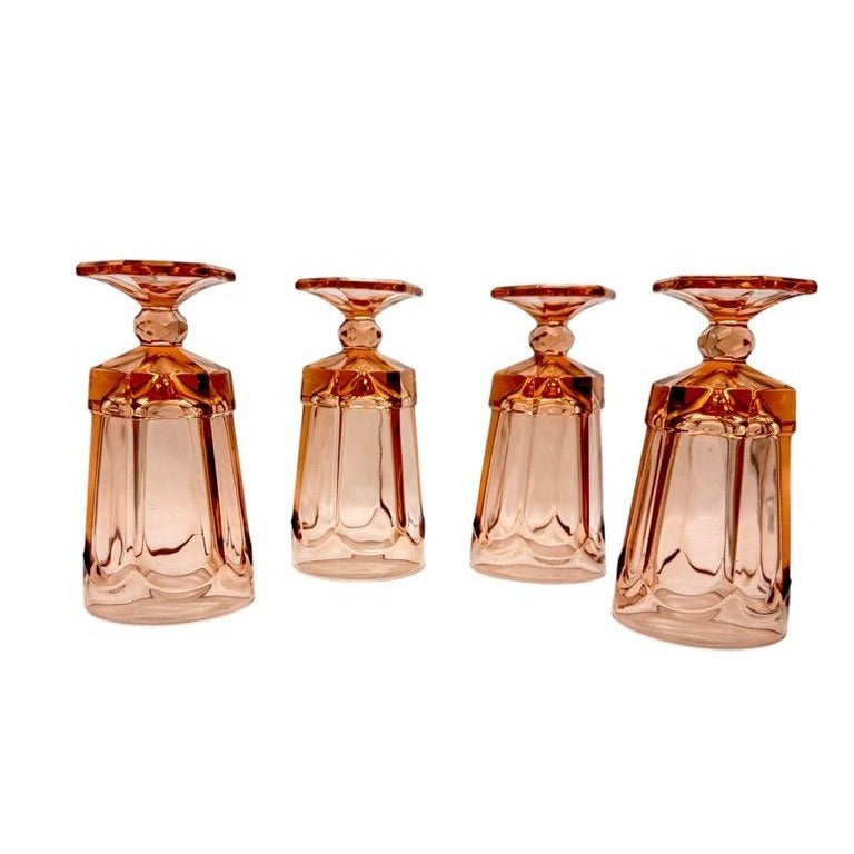 Vintage Fostoria Virginia Peach Glass Ice Tea Goblets Set Of 4