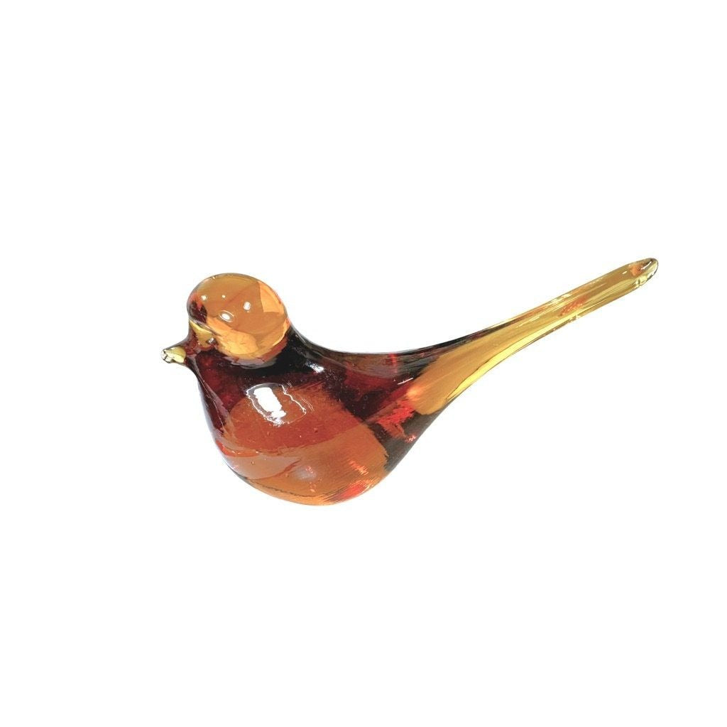 Vintage Pilgrim Amber Blown Art Glass Bird Figurine