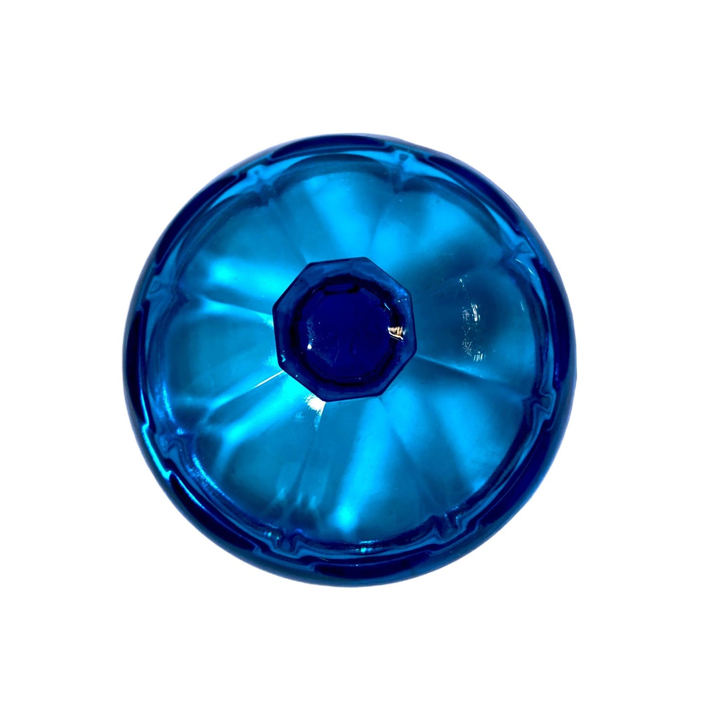 Vintage Fenton Blue Lidded Candy Dish with Hand Painted Floral Design & Signed J. Fredrick.