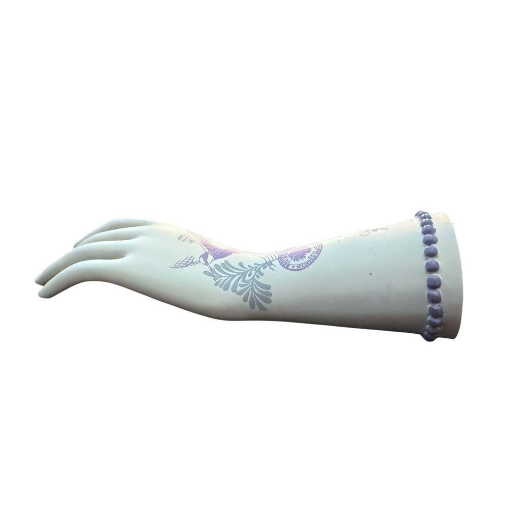 Ceramic Hand With Purple Floral & Bird Design