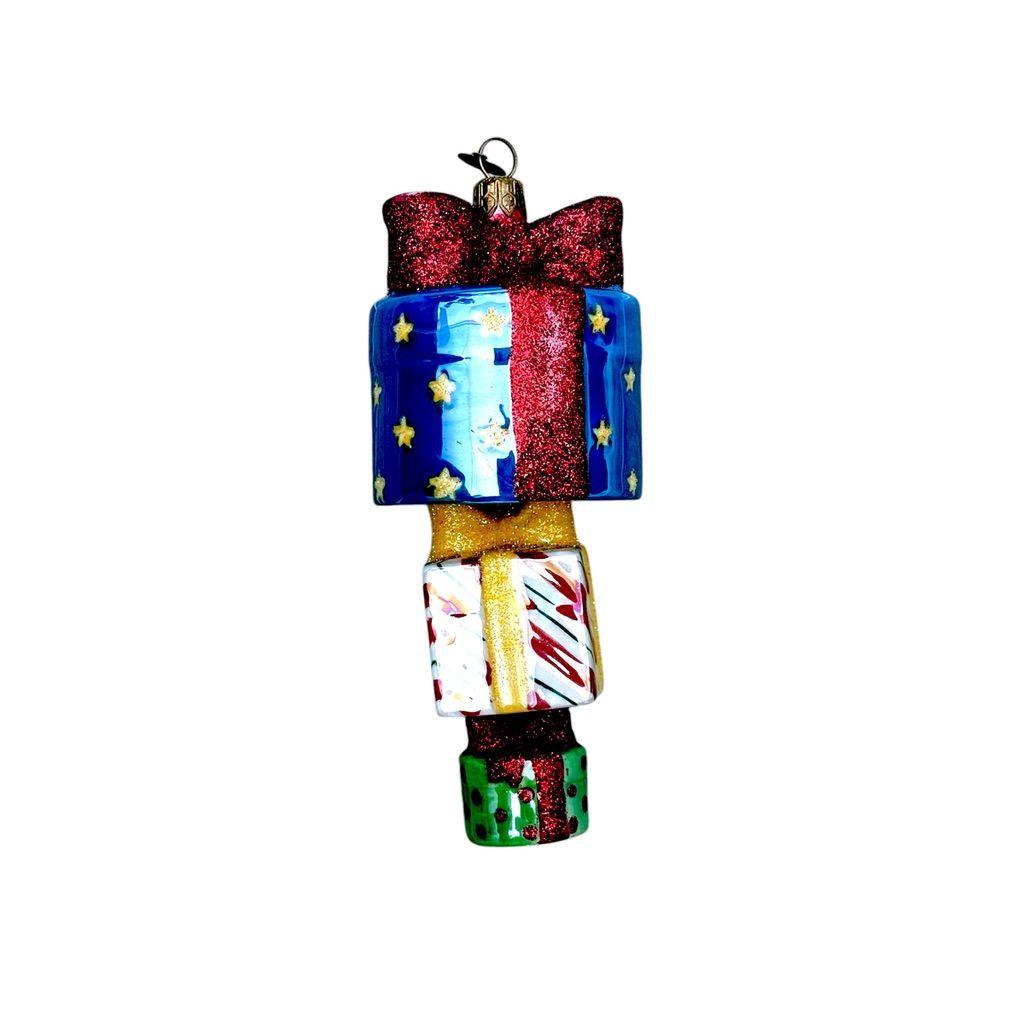 Christopher Radko Stacked Presents Ceramic Ornament Red/Blue/Green
