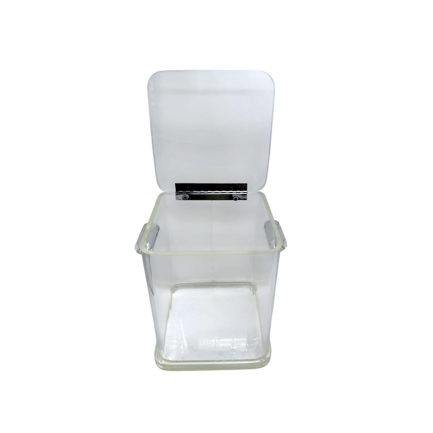 Wilardy Clear Lucite Ice Bucket With Hinged Lid And Chrome Accents