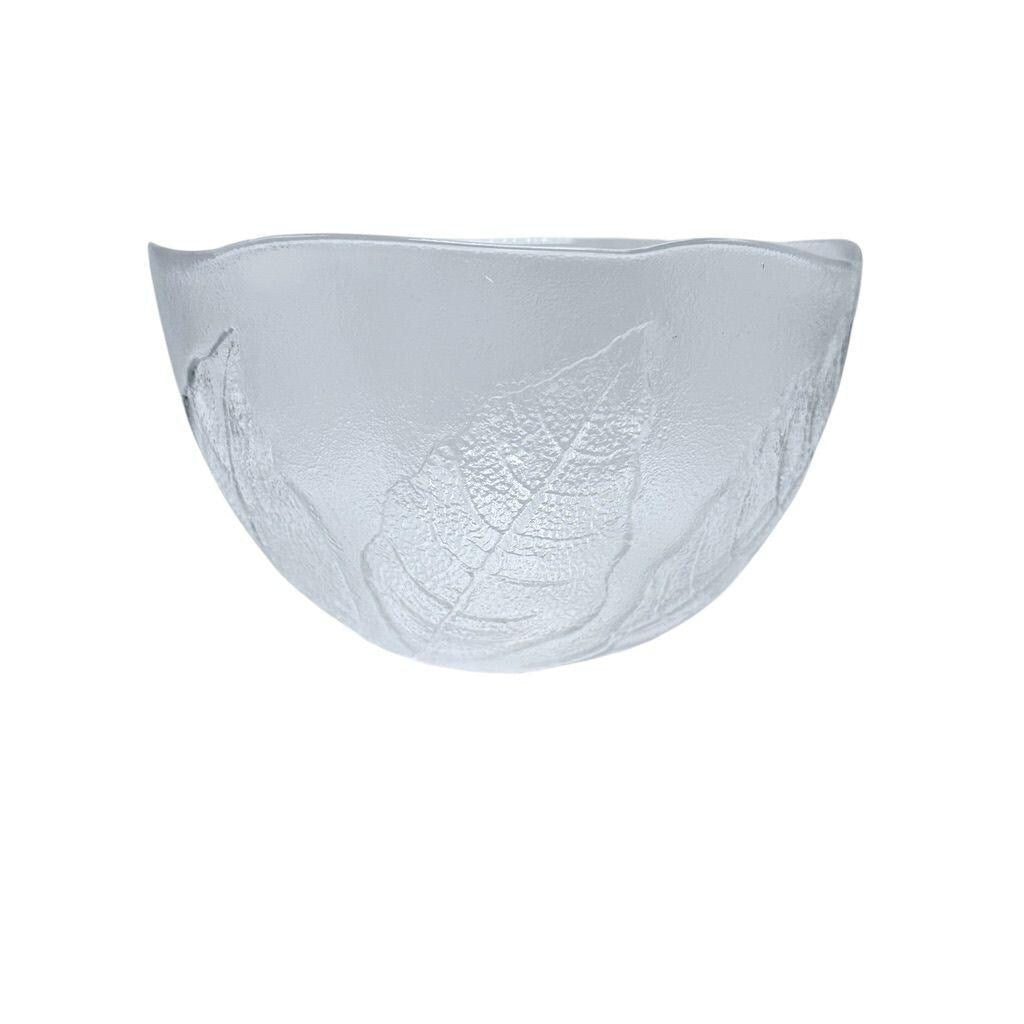 Kosta Boda "Party" Organic Leaf Textured Glass Serving Bowl Set