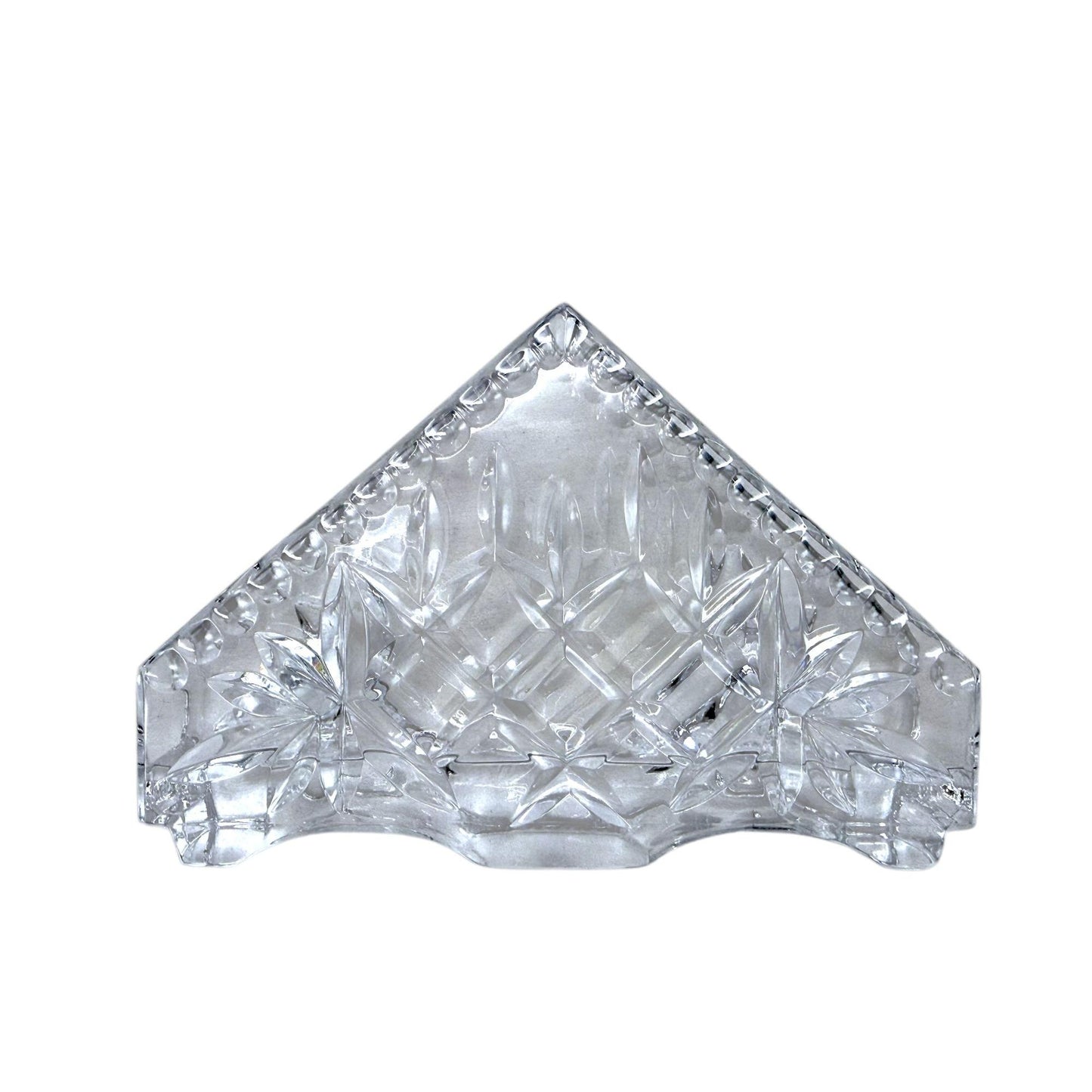 Crystal Glass Napkin Holder and Crystal Coasters, Diamond Pattern Table Decor, Set of 7