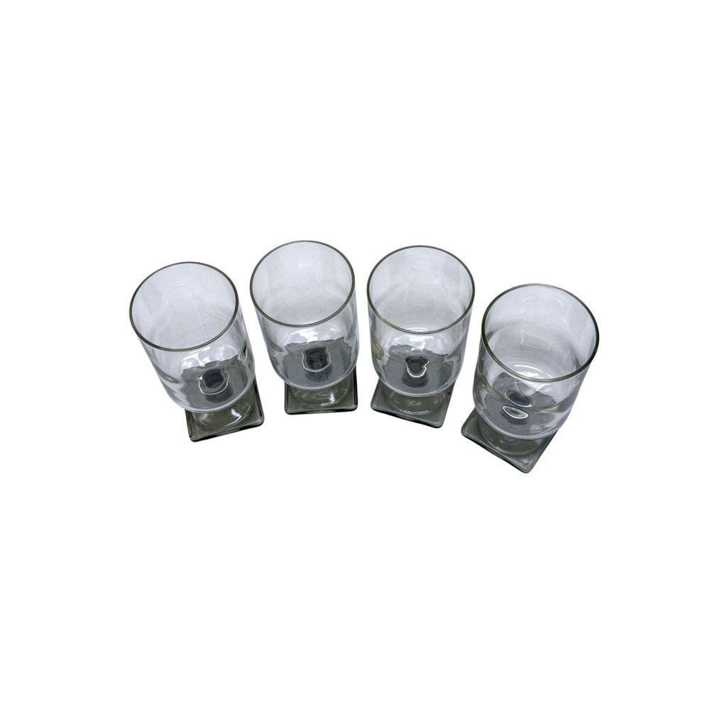 Federal Glass Nordic Midnight Glasses Smoky Gray Square Base Set Of 4
