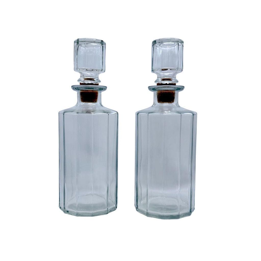Bormioli Oxford Line Glass Decanter Set Of 2 With Glass Stoppers New In Box