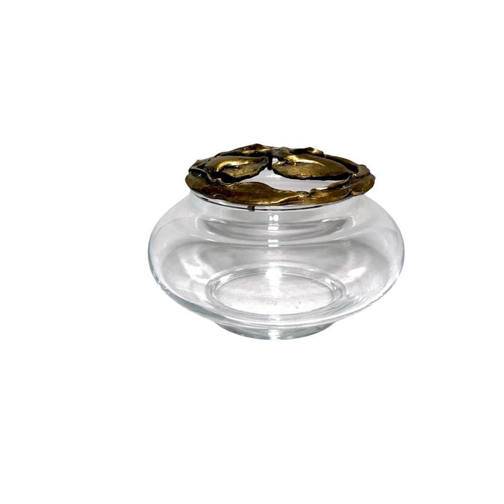 Calla Lily Brass Potpourri Lid & Anchor Hocking Clear Glass Bowl