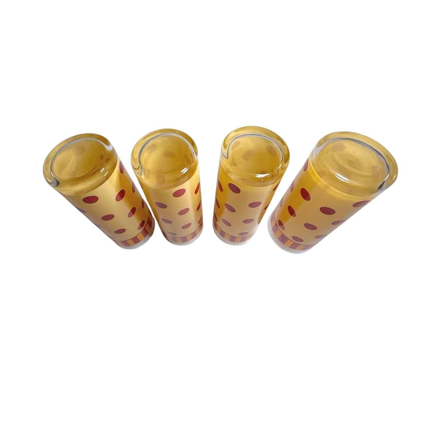 Vintage Gail Pittman "Siena" Highball Glasses Yellow/Red Polka Dot Stripe - 4