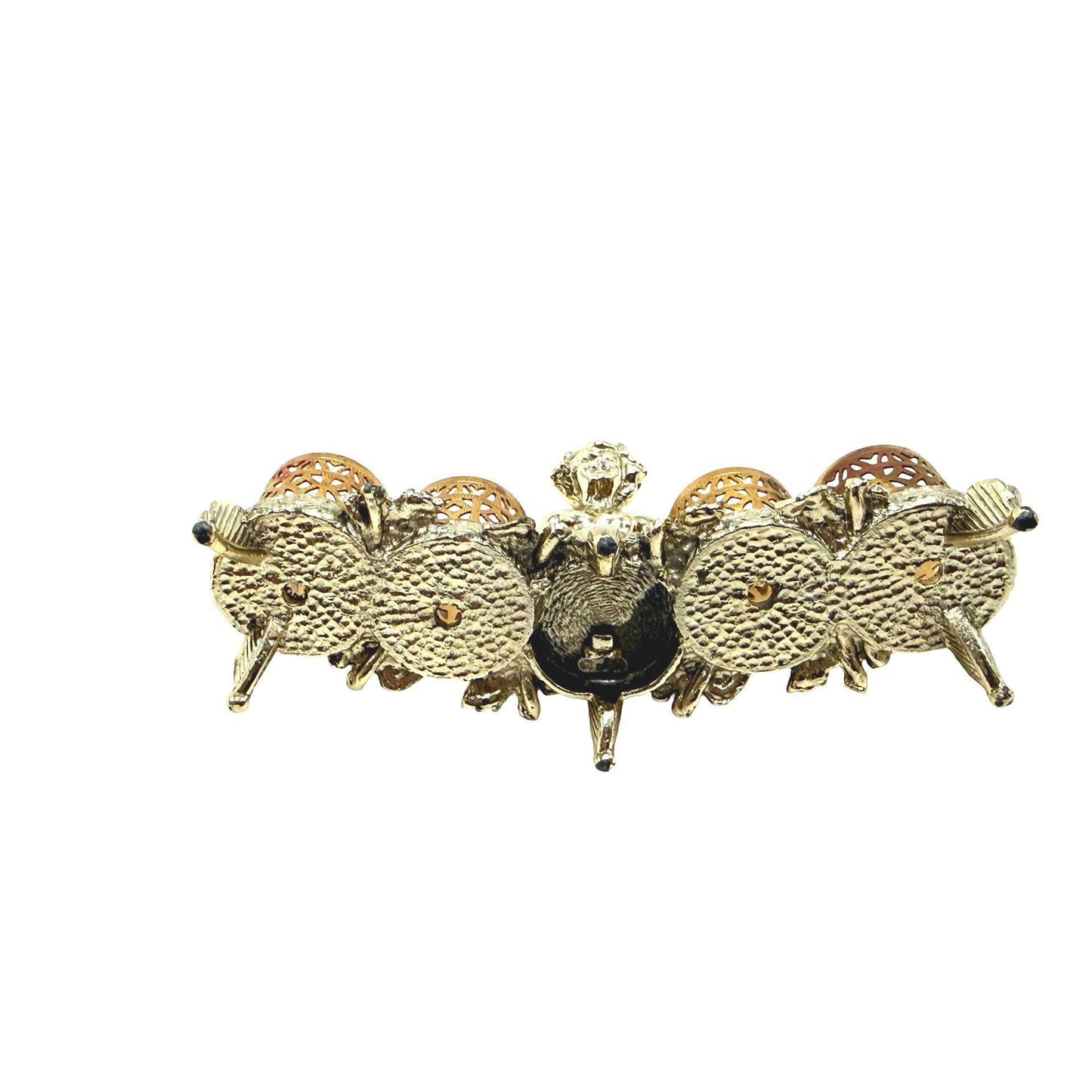 Vintage Sam Fink Gold-Tone Cherub Filigree Lipstick Holder With Four Slots