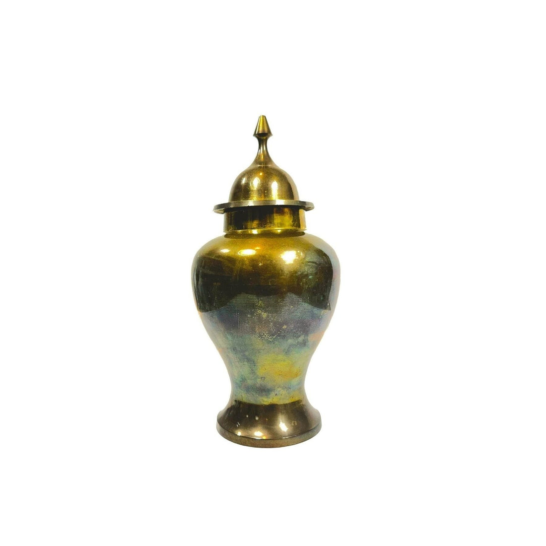 Vintage solid brass ginger jar vase