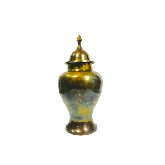 Vintage solid brass ginger jar vase