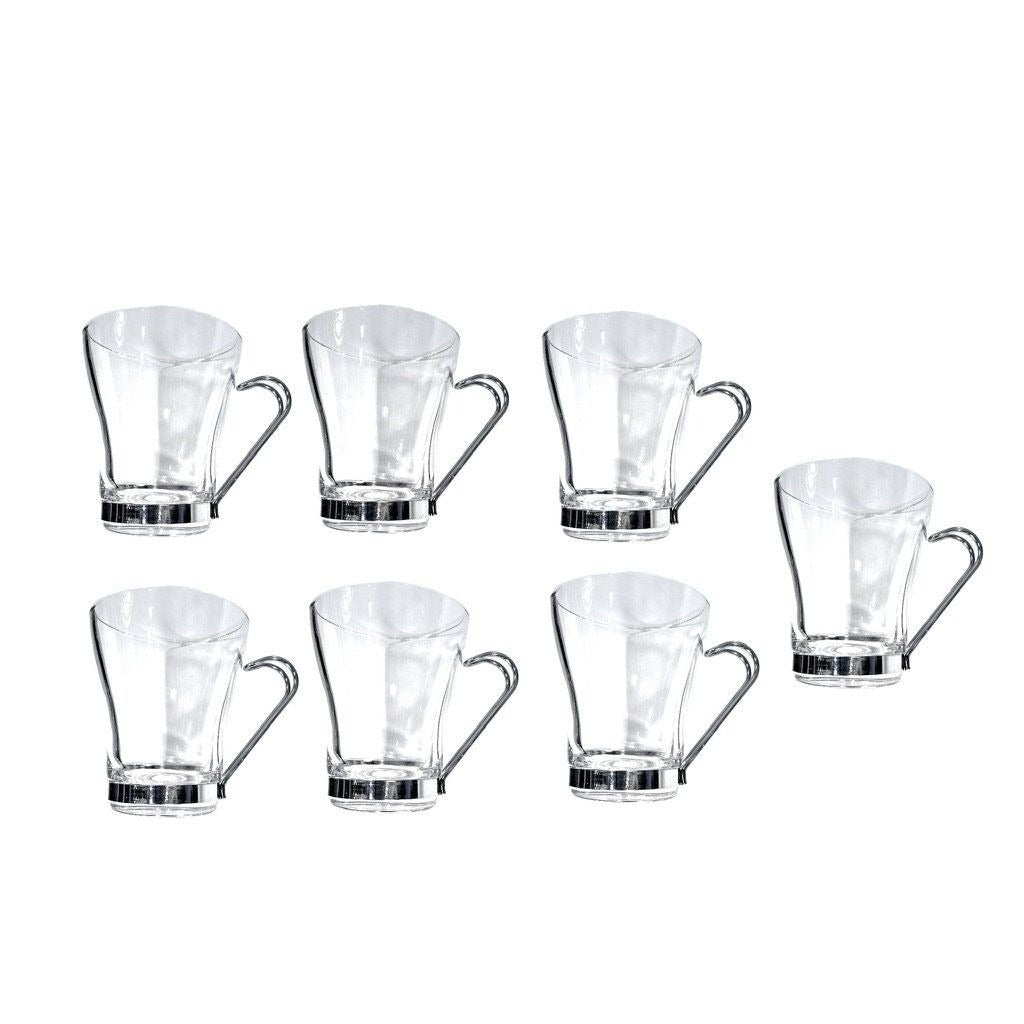 Vintage Italian modernist Bormioli Rocco glass cappuccino mugs, set of seven
