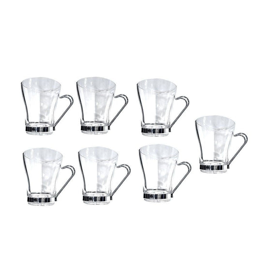 Vintage Italian modernist Bormioli Rocco glass cappuccino mugs, set of seven