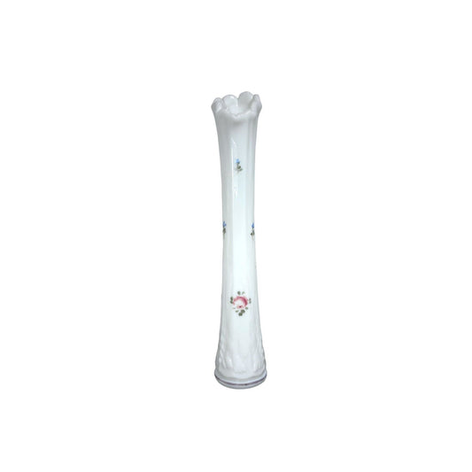 Westmoreland swung milk glass vase with hand painted roses