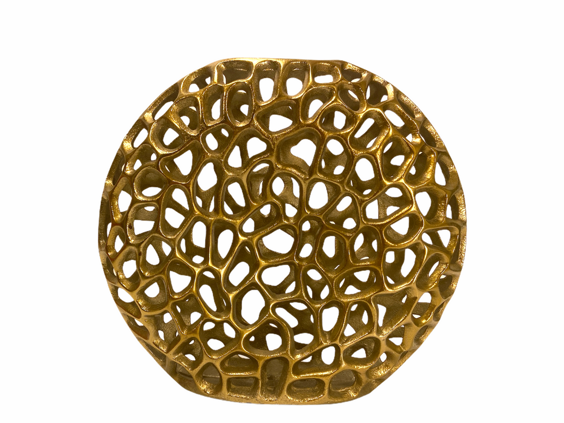 IMax Artemis gold aluminum reticulated vase