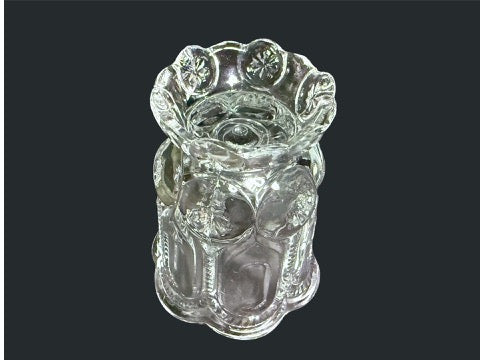 Vintage L.E. Smith Moon and Star clear glass vase pattern detail