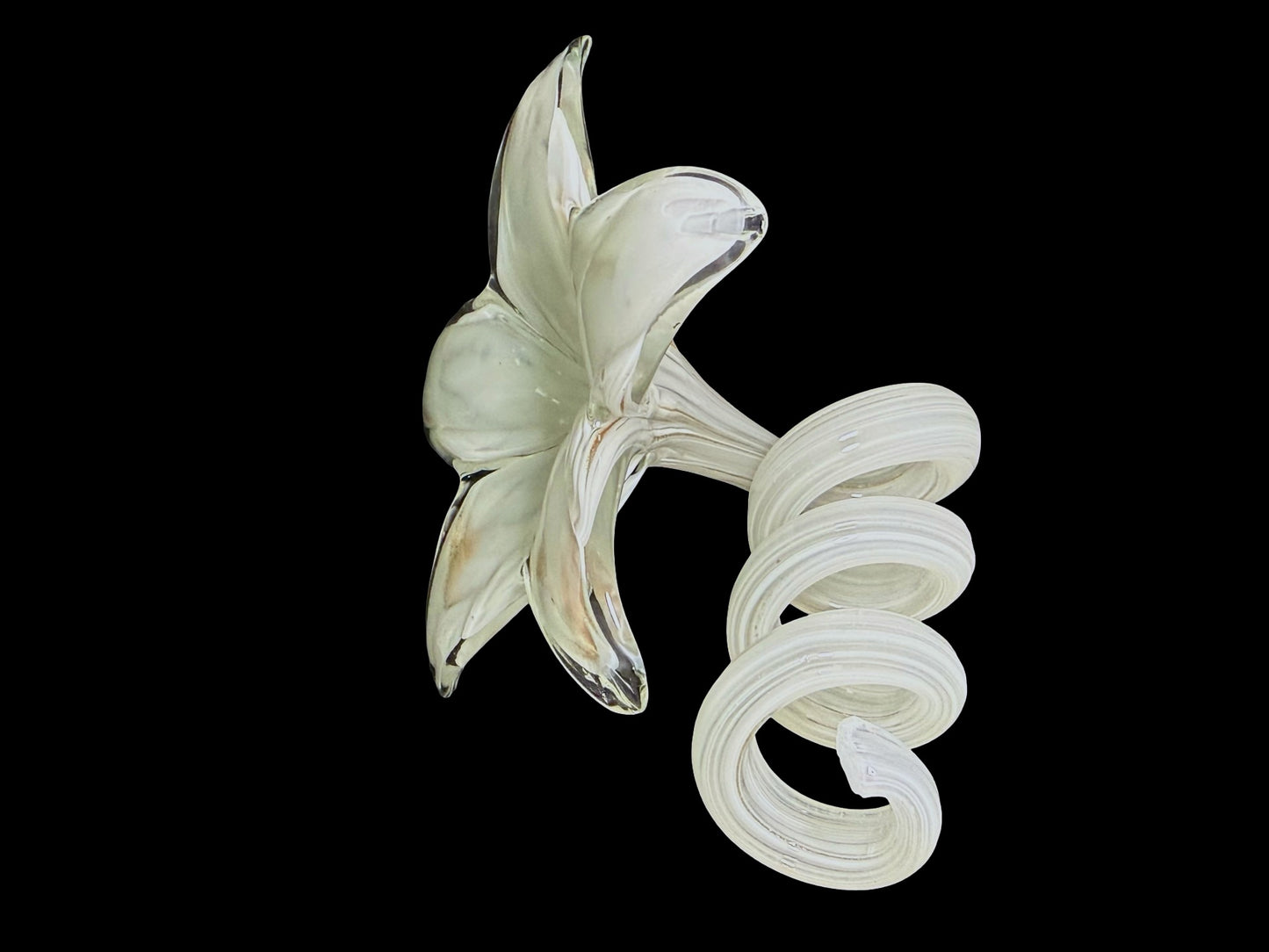 Blown glass flower figurine petal and stem detail
