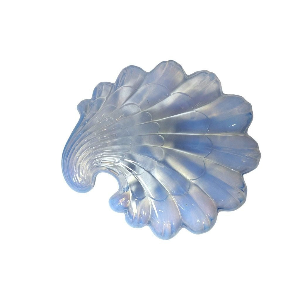 1960's Duncan Miller Sanibel Blue Opalescent Shell Scalloped Edge Plate