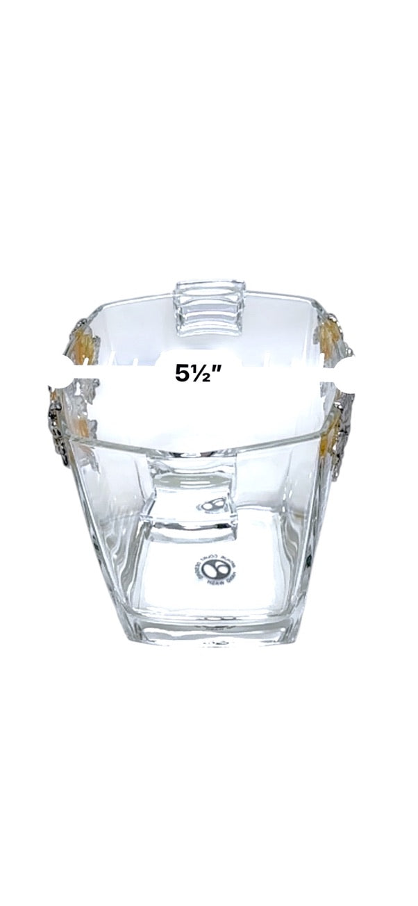 Arthur Court Grape Design Glass Ice Bucket W/ Matching Scoop