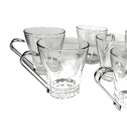 Vintage Italian Modernist Bormioll Rocco Glass Cappuccino Mugs - Set of 7