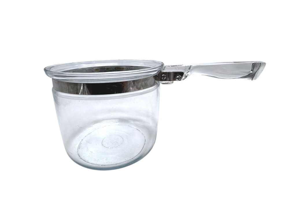 Vintage Pyrex Clear Glass Double Boiler Set With Lid Heat-Resistant Cookware