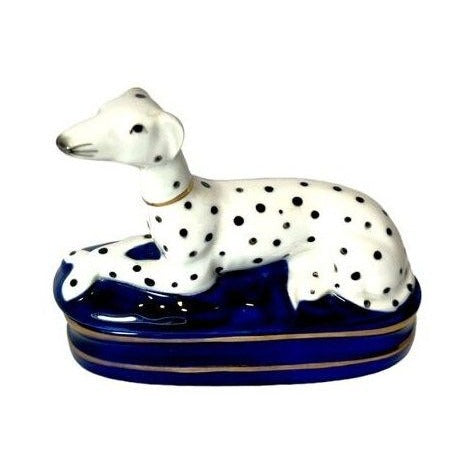 Vintage Fitz & Floyd Dalmatian Porcelain Dog Trinket Box