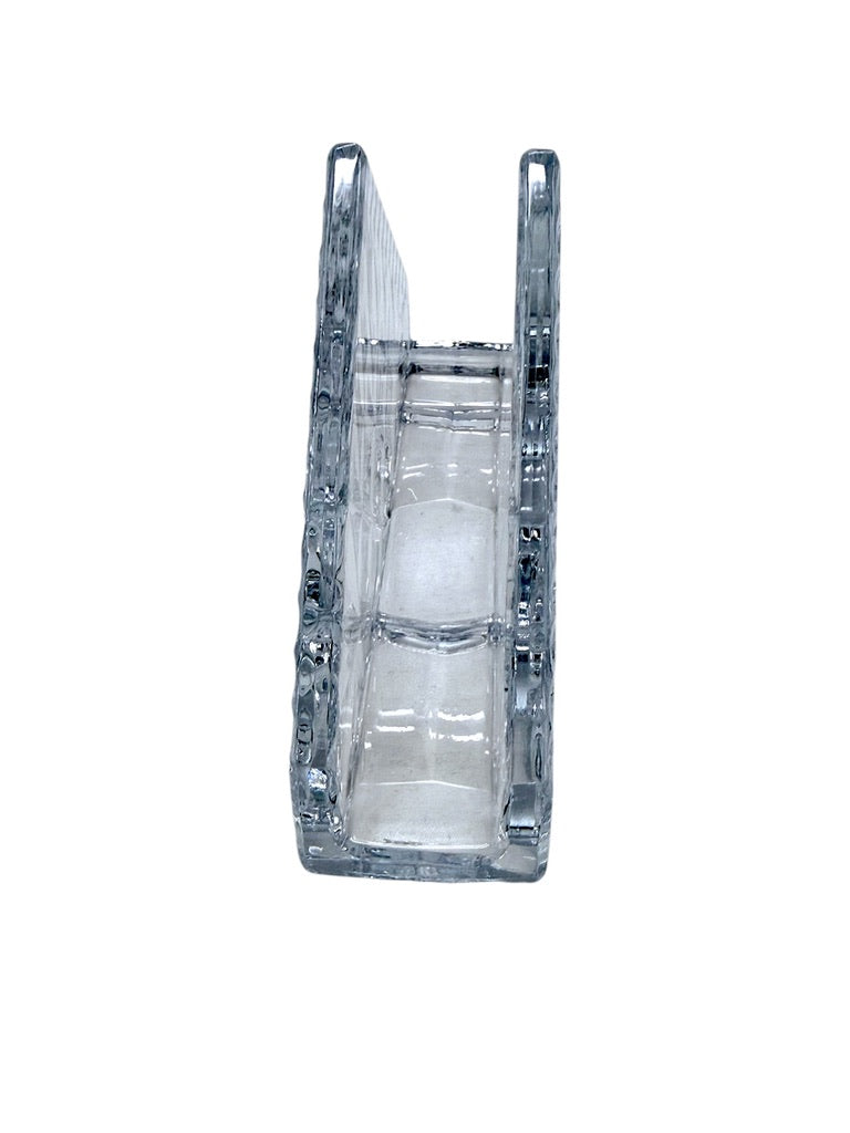 Crystal Glass Napkin Holder With Diamond Pattern Clear 6-Inch Organizer