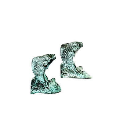 Koi Fish Cast Bronze Bookends - Set of 2