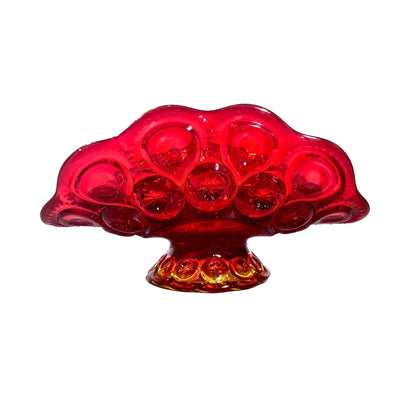 LE Smith Moon & Stars Red Amberina Glass Pedestal Banana Fruit Bowl