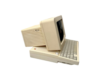 Vintage 1980s Apple IIc Computer & Monitor With Attached Floppy Drive "As Is"