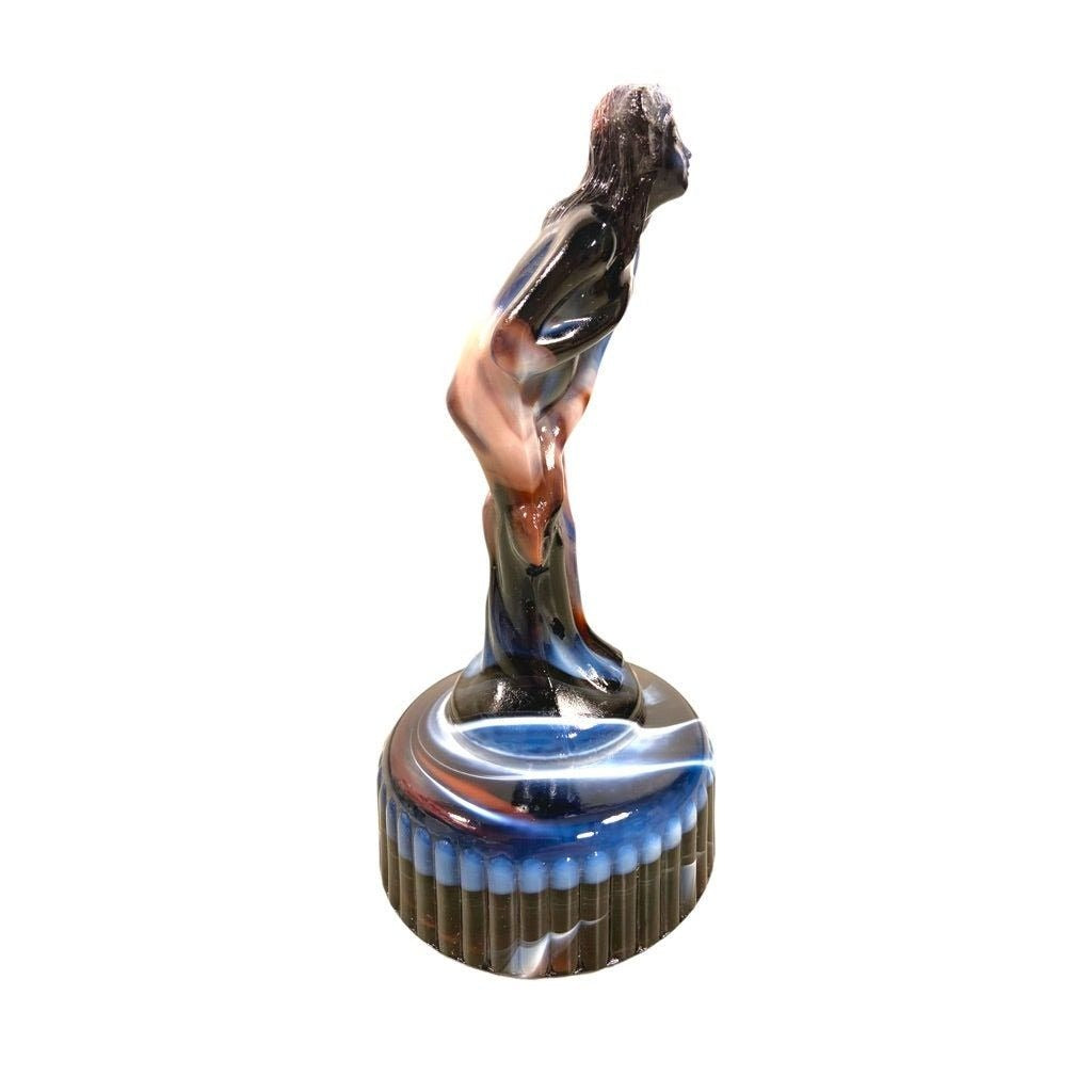 1980's Black Imperial Slag Glass Venus Rising Statue/Figurine