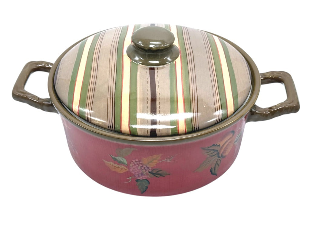 Tracy Porter Octavia Hill Floral Casserole Pot With Lid Multicolor Striped Lid