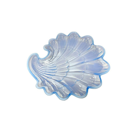 1960's Duncan Miller Sanibel Blue Opalescent Shell Scalloped Edge Plate