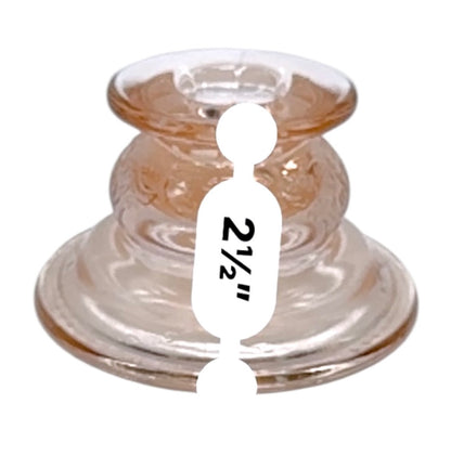 Vintage Pink Depression Glass Etched Candle Holders, Pair