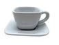 Crate & Barrel Square White Porcelain Coffee Cup & Saucer Set - Set Of 4