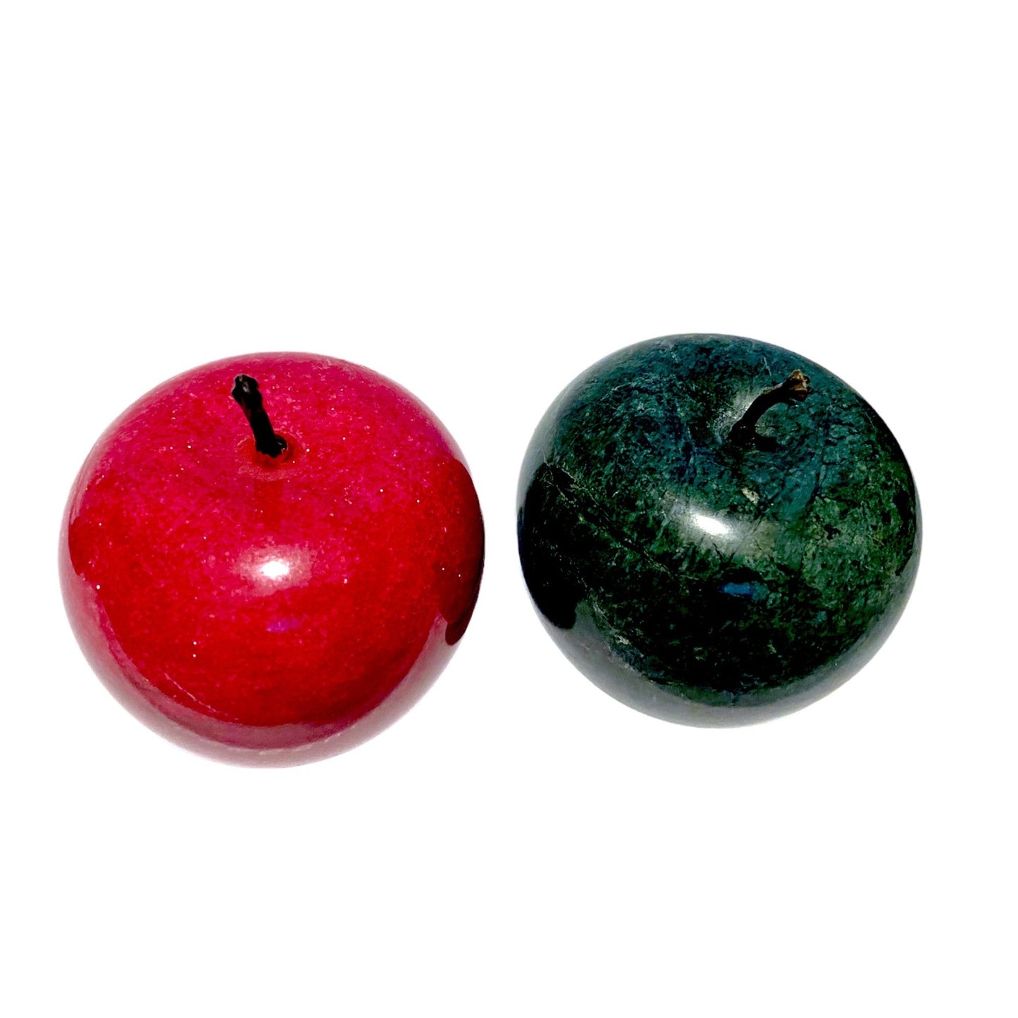 Vintage Red and Green Marble Apples - Set of 2