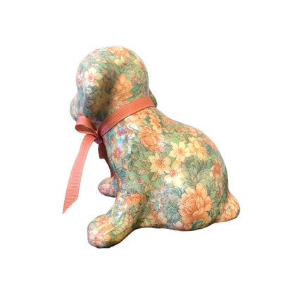 Vintage Pink Floral Decoupage Dog & Bear Set