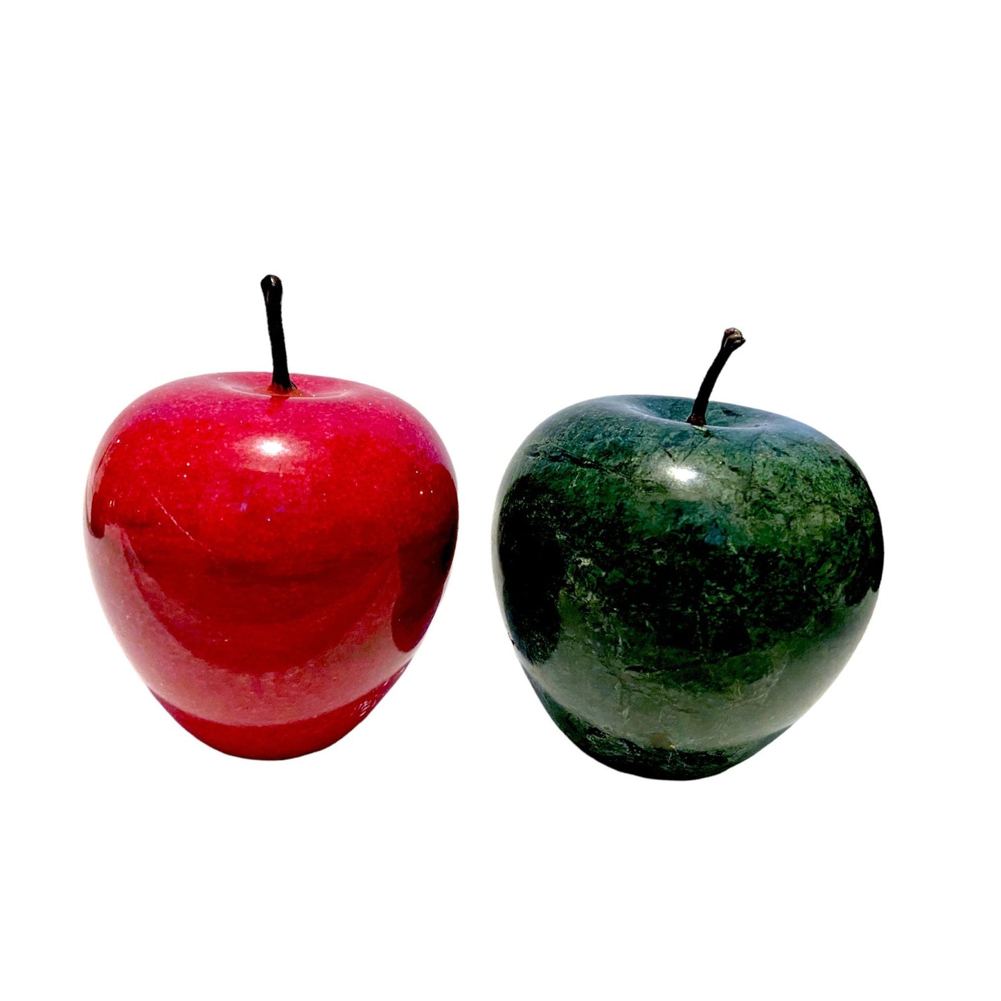 Vintage Red and Green Marble Apples - Set of 2