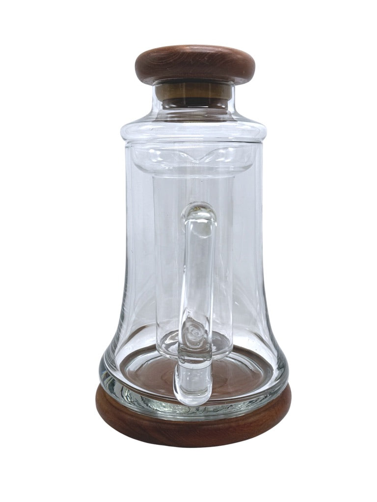 Wimsome Teakwood Glass Pitcher W/ Chiller/Lid/Base For Tea Or Beverages