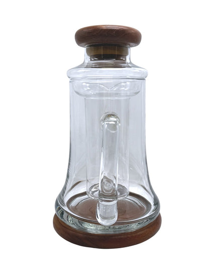 Wimsome Teakwood Glass Pitcher W/ Chiller/Lid/Base For Tea Or Beverages