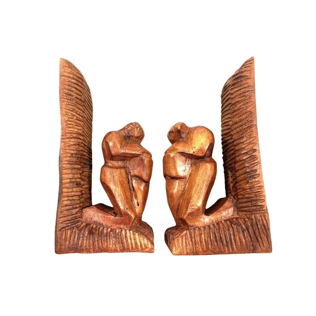 Vintage Hand Carved Bookends