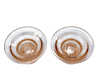 Vintage Pink Depression Glass Etched Candle Holders, Pair