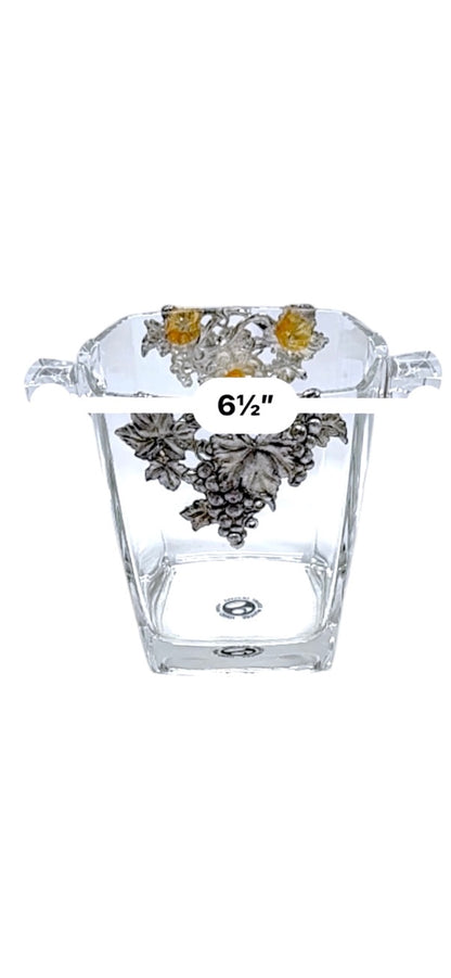 Arthur Court Grape Design Glass Ice Bucket W/ Matching Scoop