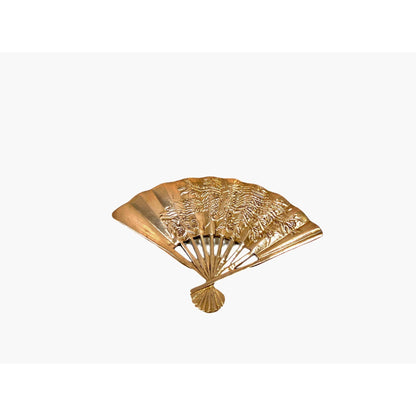 Vintage Brass Fans with Embossed Phoenix Wall Decor - set of 3