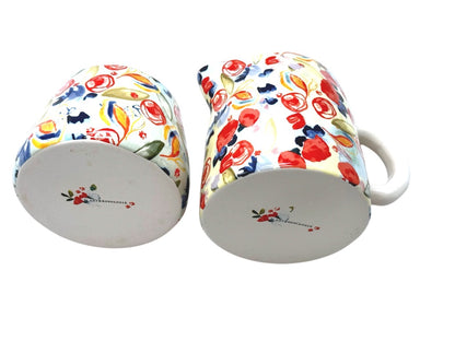 Anthropologie Floral Ceramic Creamer & Sugar Dish Set With Lid