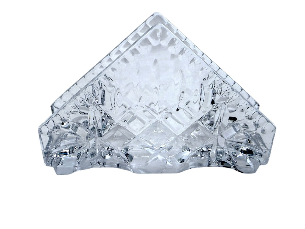 Crystal Glass Napkin Holder With Diamond Pattern Clear 6-Inch Organizer