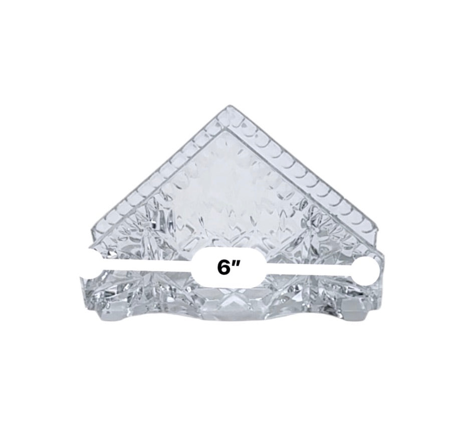 Crystal Glass Napkin Holder With Diamond Pattern Clear 6-Inch Organizer