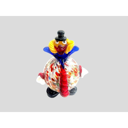 1970's Murano Italian Blown Glass Round Belly Colorful Clown, Murano Sticker Attached